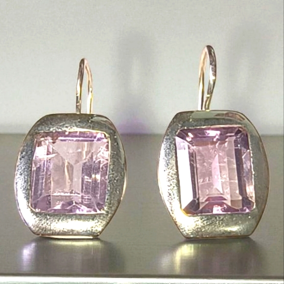 Jewelry - Light Purple Gemstone And Sterling Silver Drop Earrings